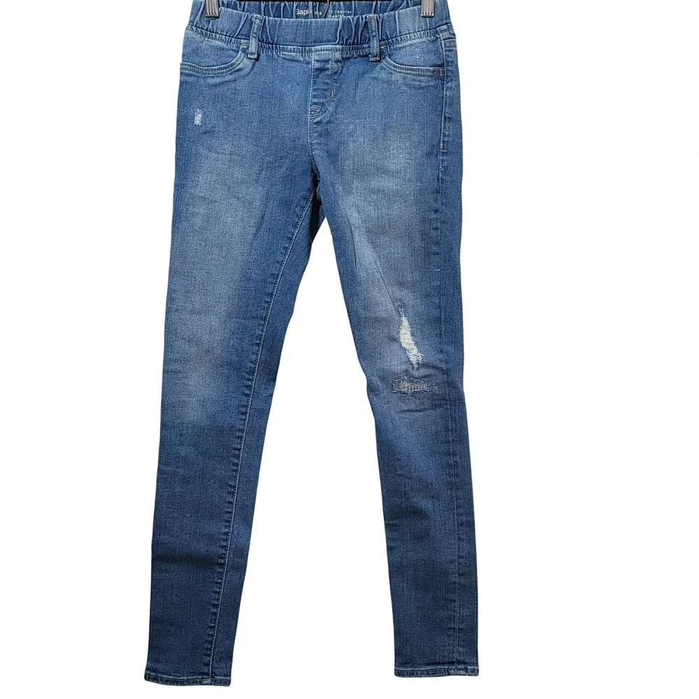 GapKids 1969 Girls Blue Distressed Pull‎ On Legging Jeans Size 12 Regular Skinny